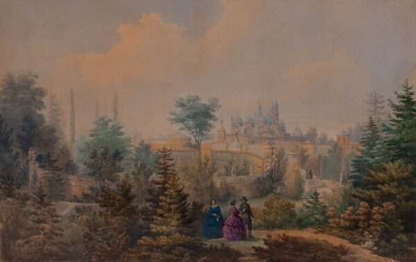 Carlo Matscheg, Veduta dell’Orto botanico di Padova, 1862